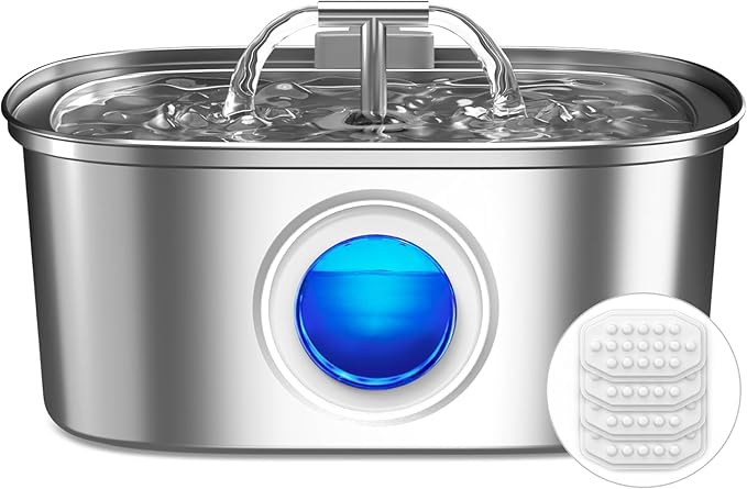Cat Water Fountain Stainless Steel: 108oz/3.2L Cat Fountain by Rellaty