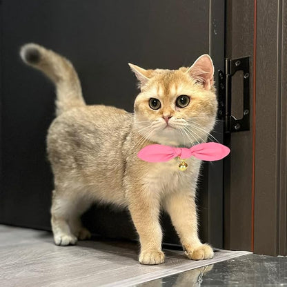 Bunny Ear Cat Collar with Bell and Bow Tie, Breakaway Cute Bowtie Kitten Collars - Image 5