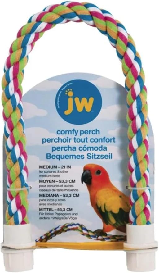 JW Pet Comfy Perch For Birds Flexible Multi-color Rope, Medium by JWPet