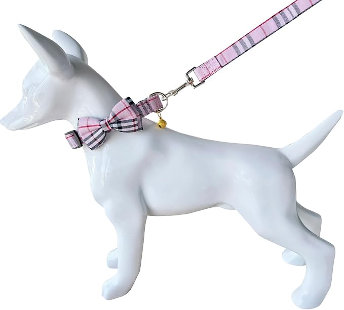 Yizepet Dog Collar and Leash Set-Plaid Puppy Collar - Image 5