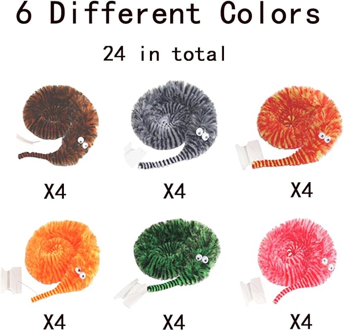 24 PCS Cat Worm Toy Zebra Print Feather Worm Teaser Refills Attachment Cute Cat - Image 3