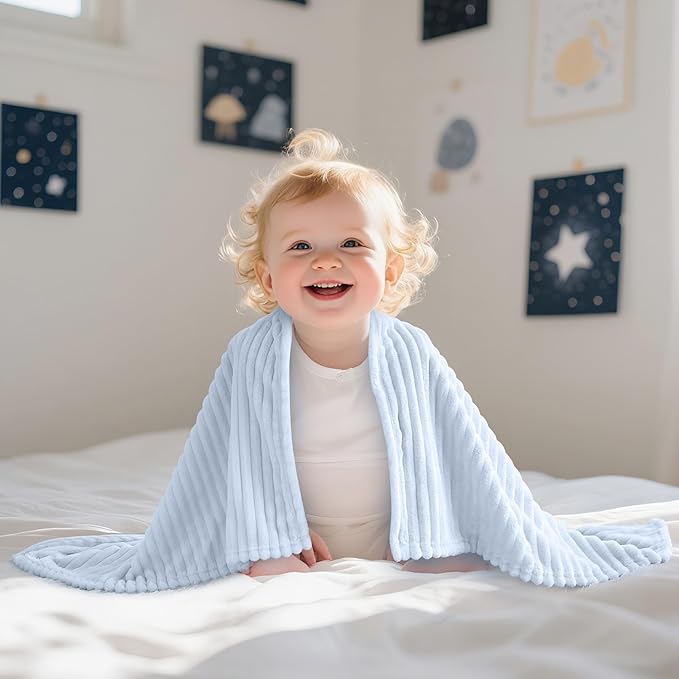 Soft Fleece Baby Blanket Ultra Cozy Blue Baby Blankets - Image 8