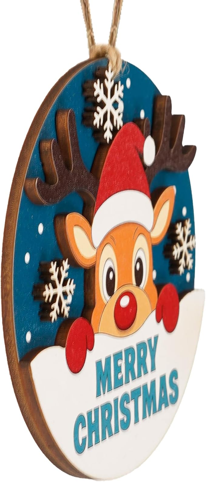 Merry Christmas Ornament, Funny Rustic Christmas Ornament, Cute Reindeer - Image 4