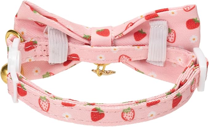 2 Pack Cat Collars, Removable Bowtie, Floral Pattern, Safety Breakaway Clasp - Image 7