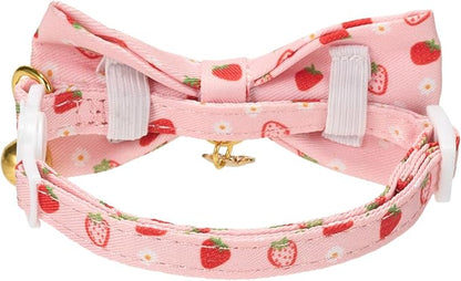 2 Pack Cat Collars, Removable Bowtie, Floral Pattern, Safety Breakaway Clasp - Image 7