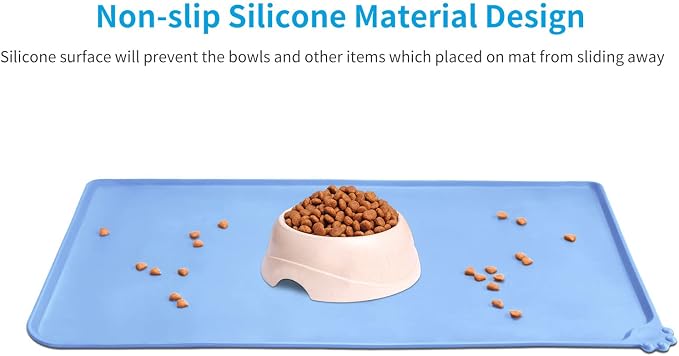AUDWUD Silicone Waterproof Pet Feeding Mats, Anti Slip Bowl Pad, Dog Mat - Image 2