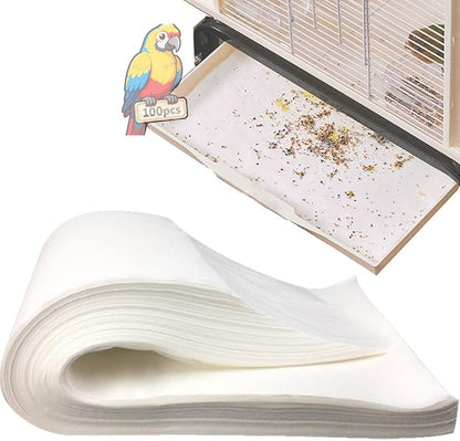 100pcs Bird Cage Liner Papers, 11×20in Big Size Disposable Non-Woven Cage Paper by Lesimnky