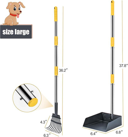 Niubya Pooper Scooper for Dogs, Metal Poop Scooper Tray and Rake Set - Image 3