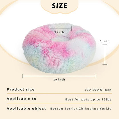nononfish Puppy Bed for Calming Dog 19Inches Peach Anti-Anxiety Donut Bed for - Image 5
