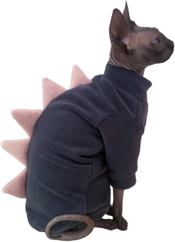 Dinosaur Sphynx Cat Clothes, Soft Polar Fleece Sweater - Image 4