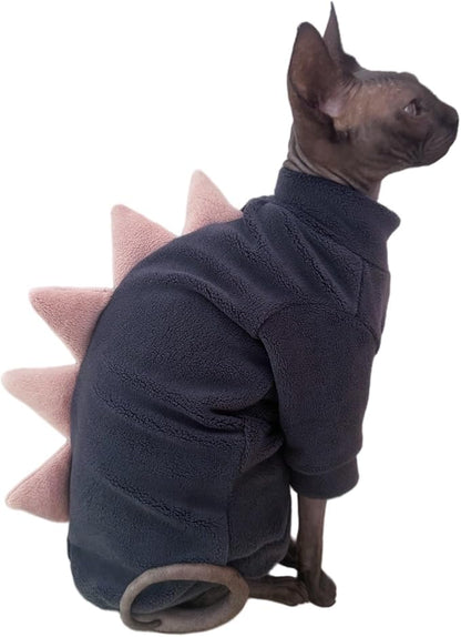 Dinosaur Sphynx Cat Clothes, Soft Polar Fleece Sweater - Image 4