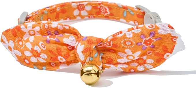 2 Pack Cotton Cat Collar, Removable Bowtie, Floral Pattern, Safety Breakaway - Image 2