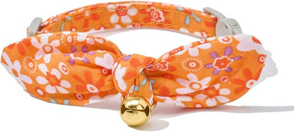 2 Pack Cotton Cat Collar, Removable Bowtie, Floral Pattern, Safety Breakaway - Image 2