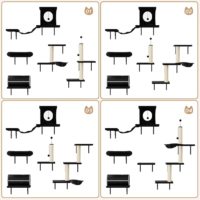NUNU LAB Cat Wall Shelves Set, Scratching Post, Wall Shelves - Image 2