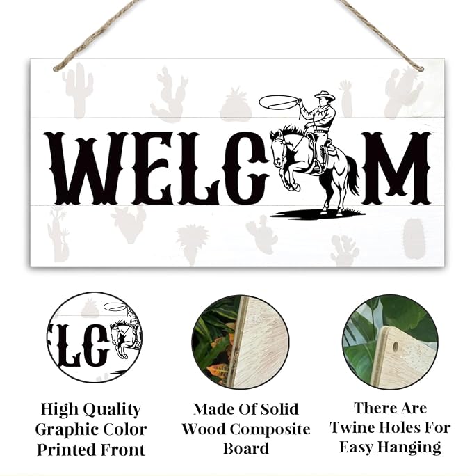 Welcome Sign for Front Door, Welcome Decor Wooden Hanging Sign for Wall Decor - Image 3