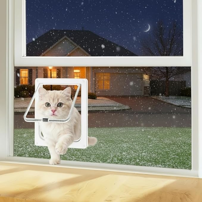Cat Door for Window, 4 Locking Modes for Safety Cat Window Door, Fits 14"-24" by Yandyn