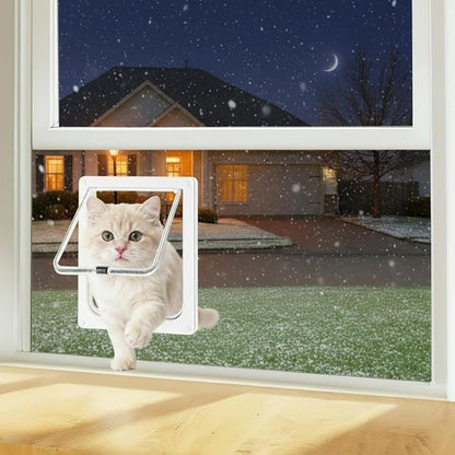 Cat Door for Window, 4 Locking Modes for Safety Cat Window Door, Fits 14"-24" by Yandyn