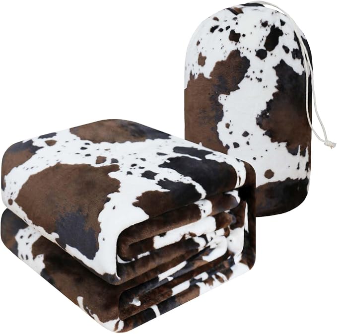 Bnuitland Brown Cow Print Blanket, Large Size 108x90 Inches - Image 3