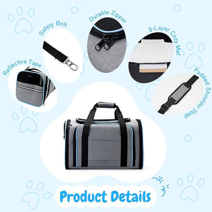 Double Expandable Cat Carrier, Airline Approved Soft-Sided Pet Travel Carrier - Image 4