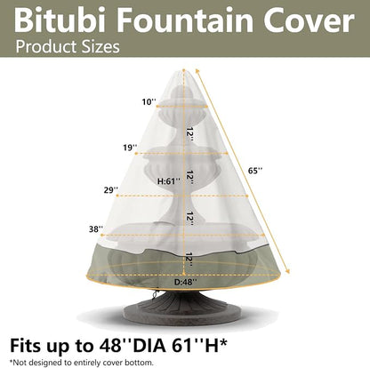 Bitubi Fountain Cover（48"x61"） 600D Oxford Cloth Garden Fountain Statue - Image 2