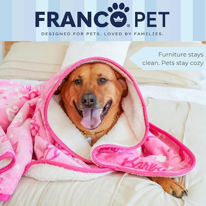 Franco Pet Barbie XL Oversized Super Soft Cozy Waterproof Sherpa-Backed Blanket - Image 6