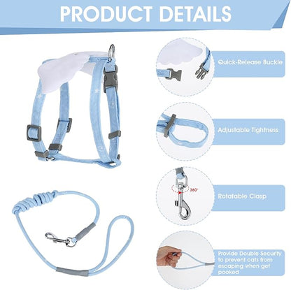 TIESOME Cat Harness and Leash Set, Adjustable Gradient Kitten Harness Escape - Image 3