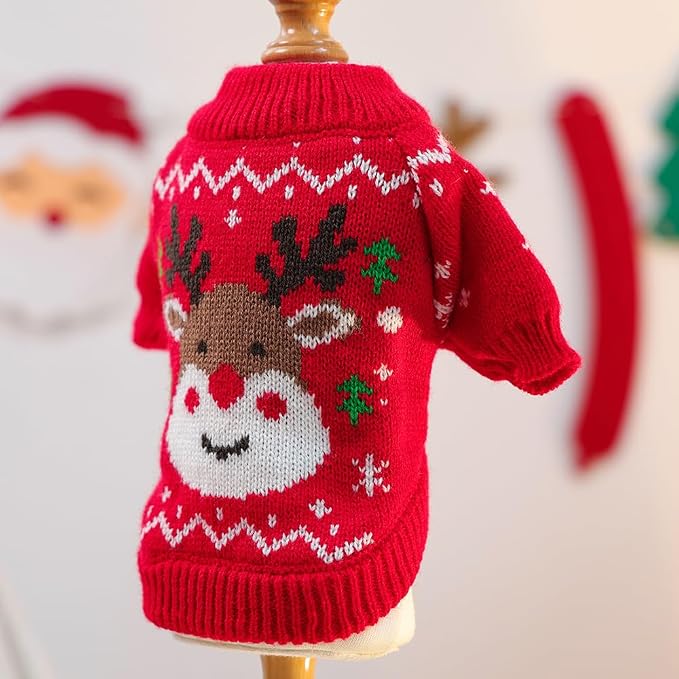 Christmas Dog Outfit Red Puppy Sweater - Image 4
