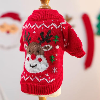 Christmas Dog Outfit Red Puppy Sweater - Image 4