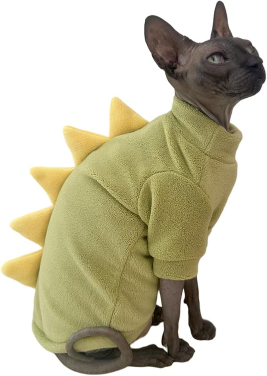 Dinosaur Sphynx Cat Clothes, Soft Polar Fleece Sweater - Image 2