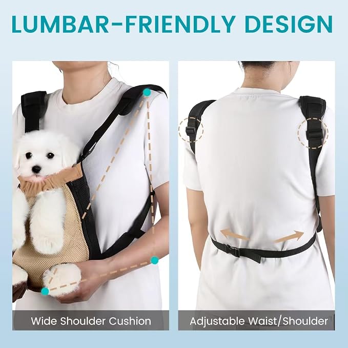Dog Backpack Carrier, Adjustable Pet Front Carriers, Legs Out Carrying Sling - Image 7