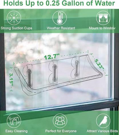 Clear Window Mounted Bird Feeder Bath - Image 3