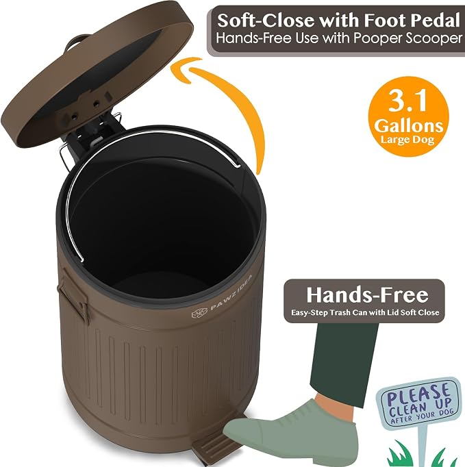 PAWZIDEA Dog Poop Trash Can Outside Odor Control, 3.1Gallon Pet Waste Trash Can - Image 8