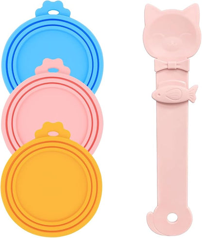 Cat Treat Spoon & 3 Pcs Can Lids | Cat Strip Feeder Squeeze by DORUI