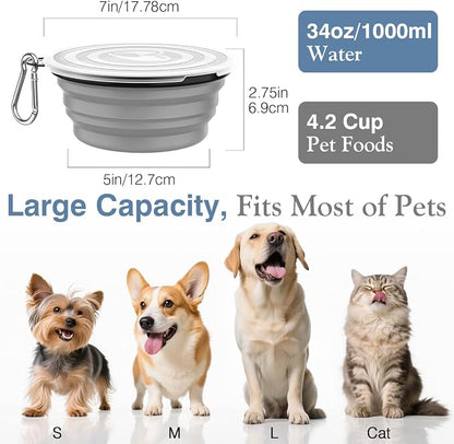 Pawaboo Collapsible Dog Bowls 2 Pack, Silicone Feeding Watering Bowls - Image 4