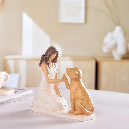 BUTILIVEEN Resin Woman with Dog Figurines, Sympathy Dog Memorial, Pet Loss Gifts - Image 4
