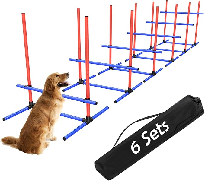6Set Dog Agility Jumps Hurdle Course Training Equipment by Uzpomel