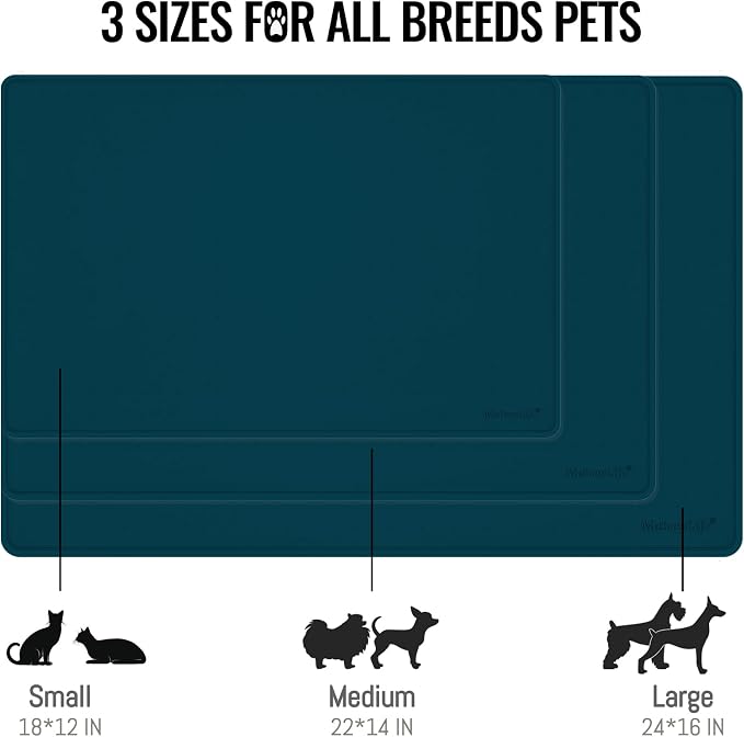 MateeyLife Dog & Cat Food Mat, Waterproof & Nonslip Silicone Feeding Mats - Image 6