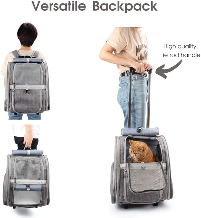Lollimeow Pet Rolling Carrier, Dog Backpack - Image 5