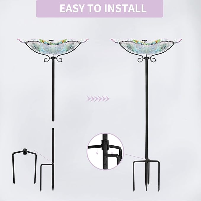 MUMTOP Glass Bird Bath, Garden Outdoor Birdbaths Birdfeeder - Image 7