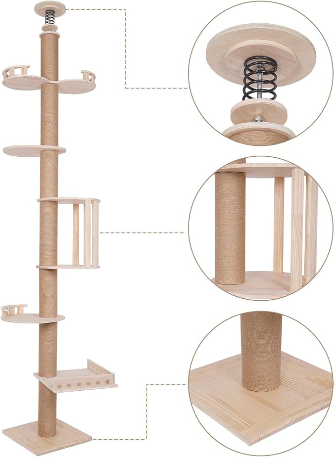 Floor to Ceiling Cat Tree, 100.4-104.3" Tall Cat Tower - Image 5