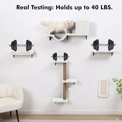 5-in-1 Cat Wall Shelves, Perch & Lounge - Image 4