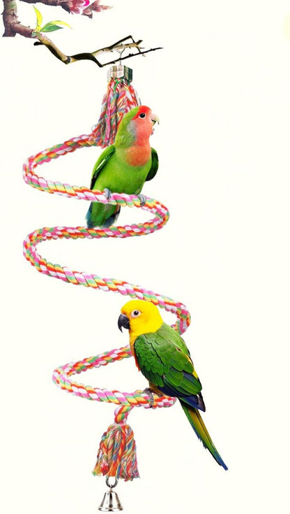 SunGrow Rope Perch for Parrots, 59” Long, Bungee Bird Toy, Brightly Colored by SunGrow