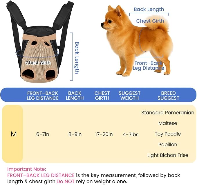 Dog Backpack Carrier, Adjustable Pet Front Carriers, Legs Out Carrying Sling - Image 2