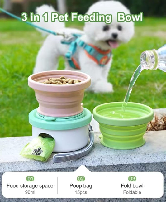 3 in 1 Collapsible Dog Bowl, Treat Container, Poop Bag Holder - Image 2
