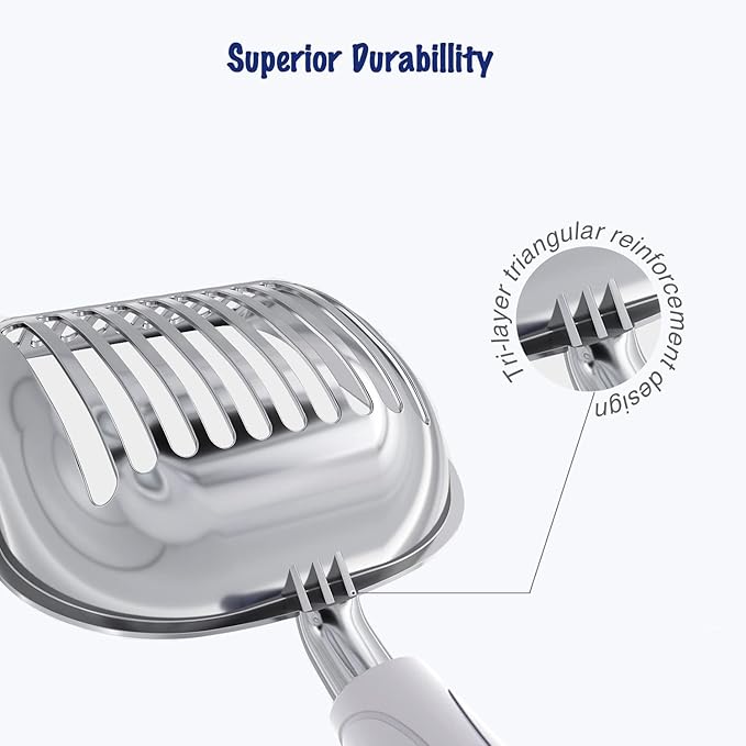 WePet Cat Litter Scoop, Aluminum Alloy Sifter, Kitty Metal Scooper, Deep Shovel - Image 3
