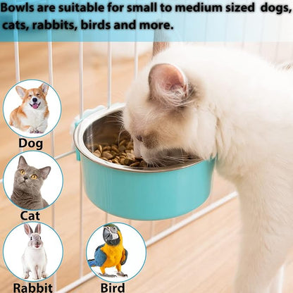2 Pieces Crate Dog Bowl, Removable Stainless Steel Pet Kennel Hanging Food - Image 3