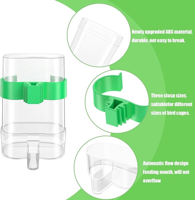 CLPOAWC Bird Water Dispenser, Bird Cage Feeder, Parakeet Cage Accessories - Image 4