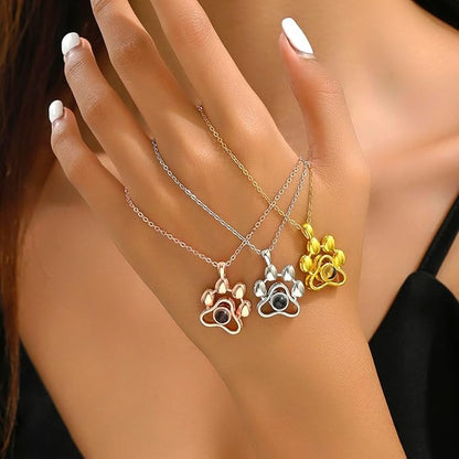 Personalized Cute Dog Cat Paw Name Necklace Forever Love Custom Heart Pendant - Image 6