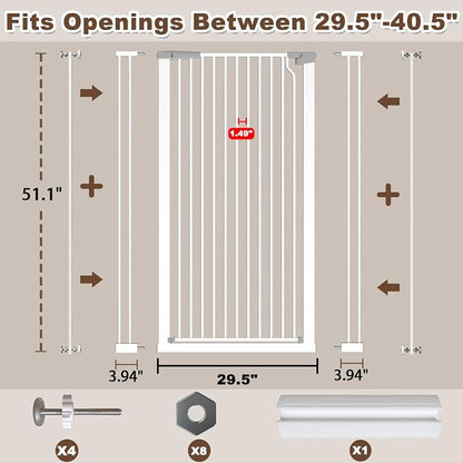 Fairy Baby 51.18" High Extra Tall Cat Gate, 29.5"-40.5" Wide Baby Gate - Image 2