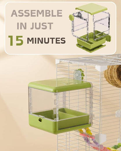 septillar Bird Feeder and Bath for Cage, Hanging Bird Bathtub Bath Shower Box - Image 6